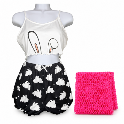 Black and white Bunny Ears teddy with African Bath Net bundle