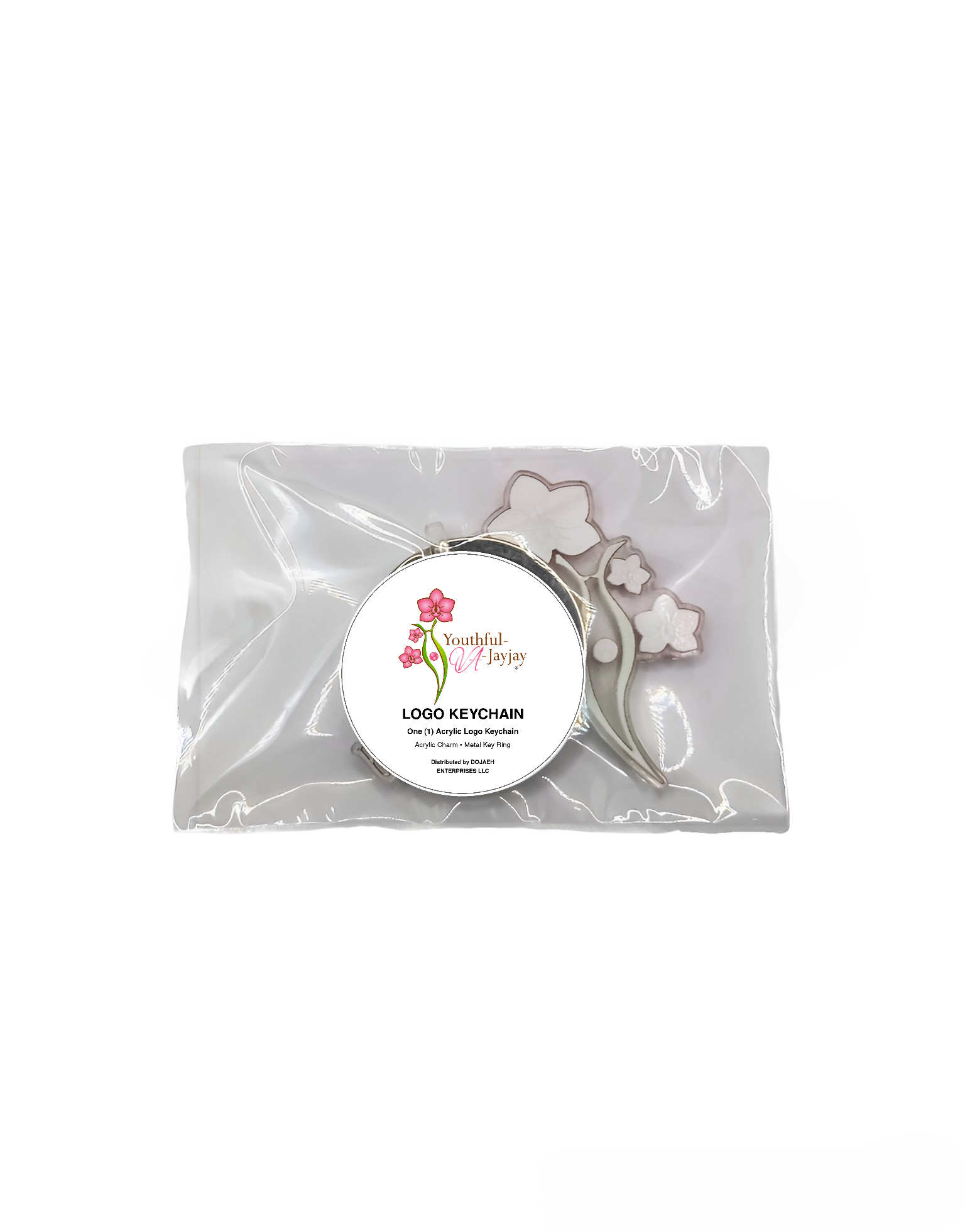 Youthful-VA-Jayjay acrylic logo keychain in labeled package