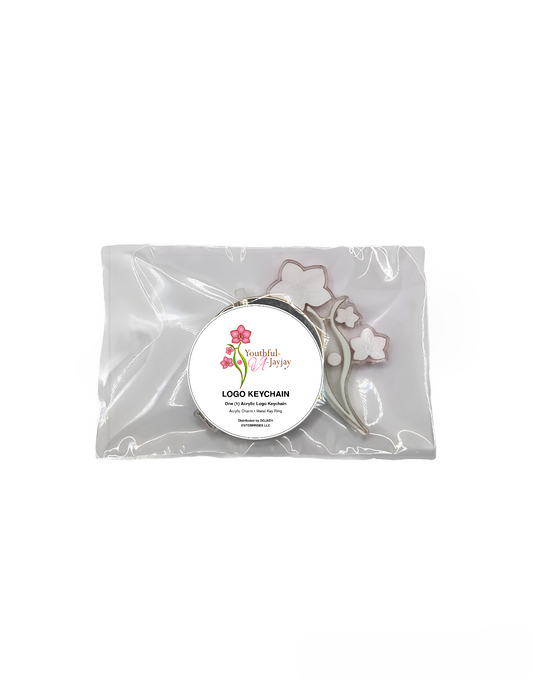 Youthful-VA-Jayjay acrylic logo keychain in labeled package