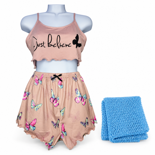 Pink Just Believe teddy with African Bath Net bundle