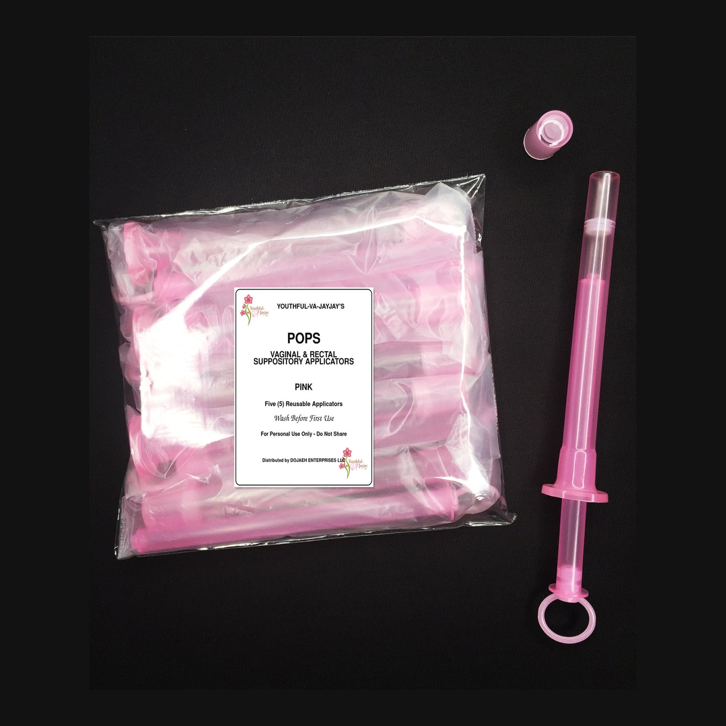 Youthful-VA-Jayjay POPS pink vaginal and rectal suppository applicators