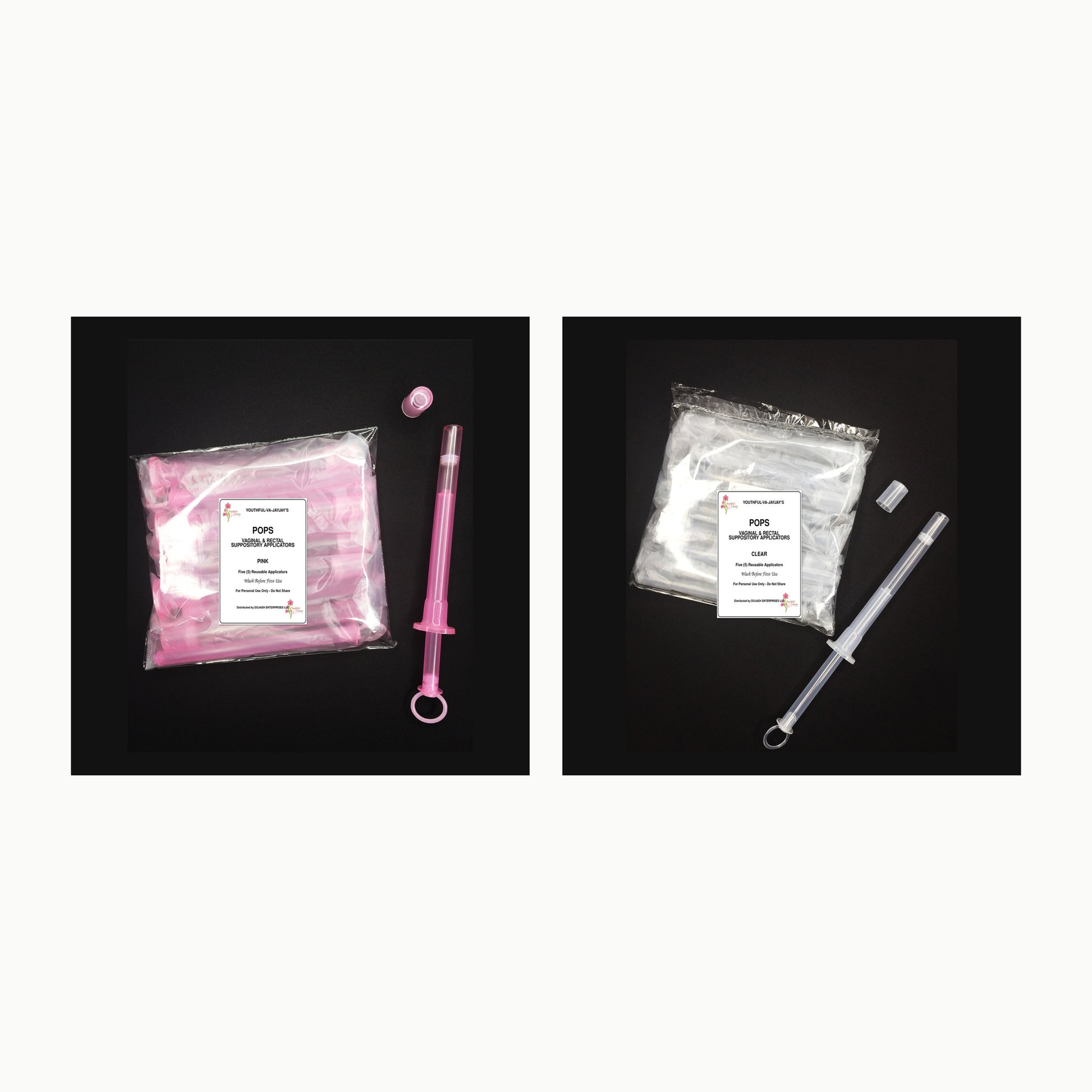 Youthful-VA-Jayjay POPS pink and clear suppository applicators