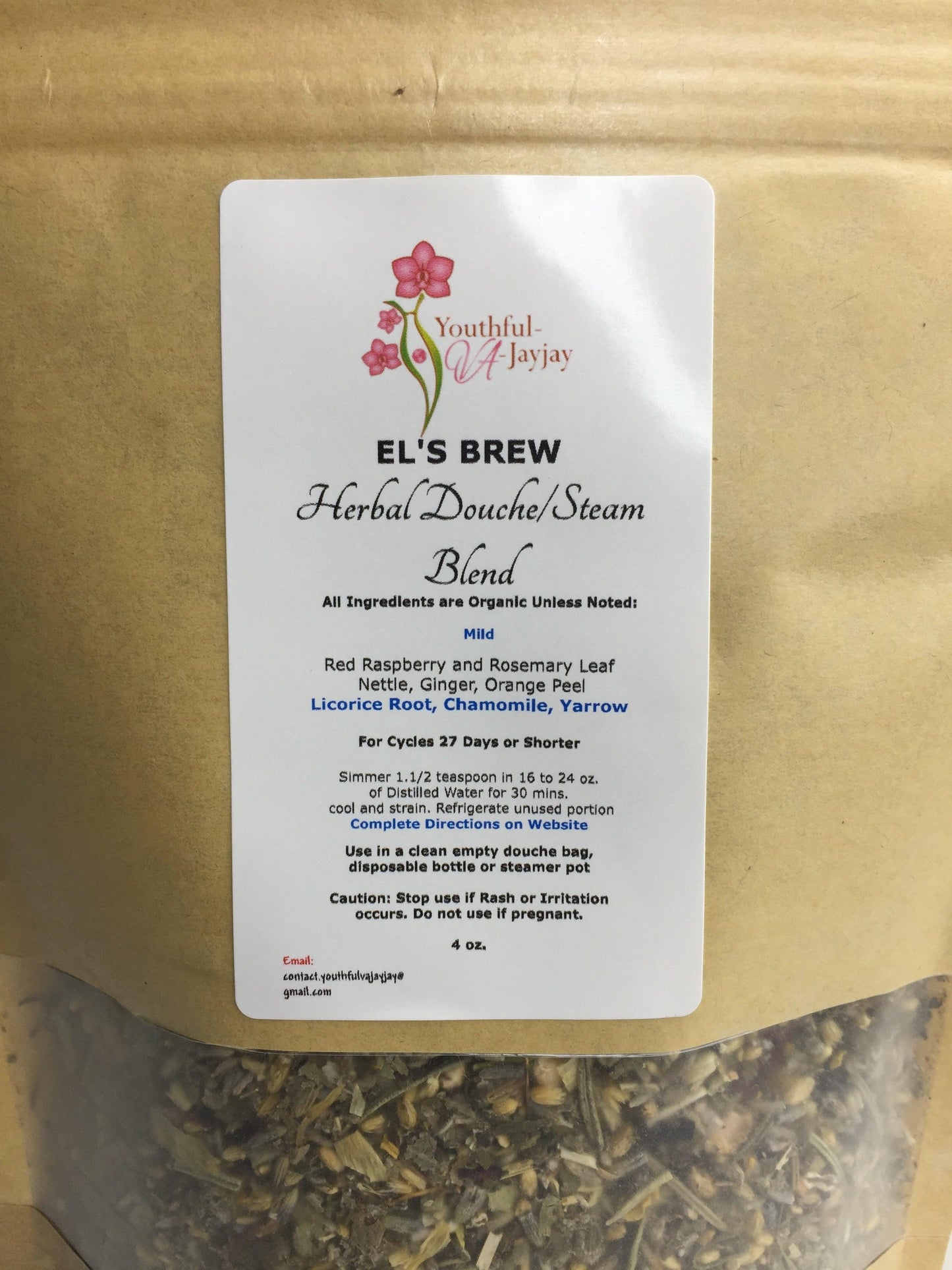 EL'S BREW- Organic Herbal Steam/Douche Blend, Handcrafted MILD USE, 4oz. - Image #2