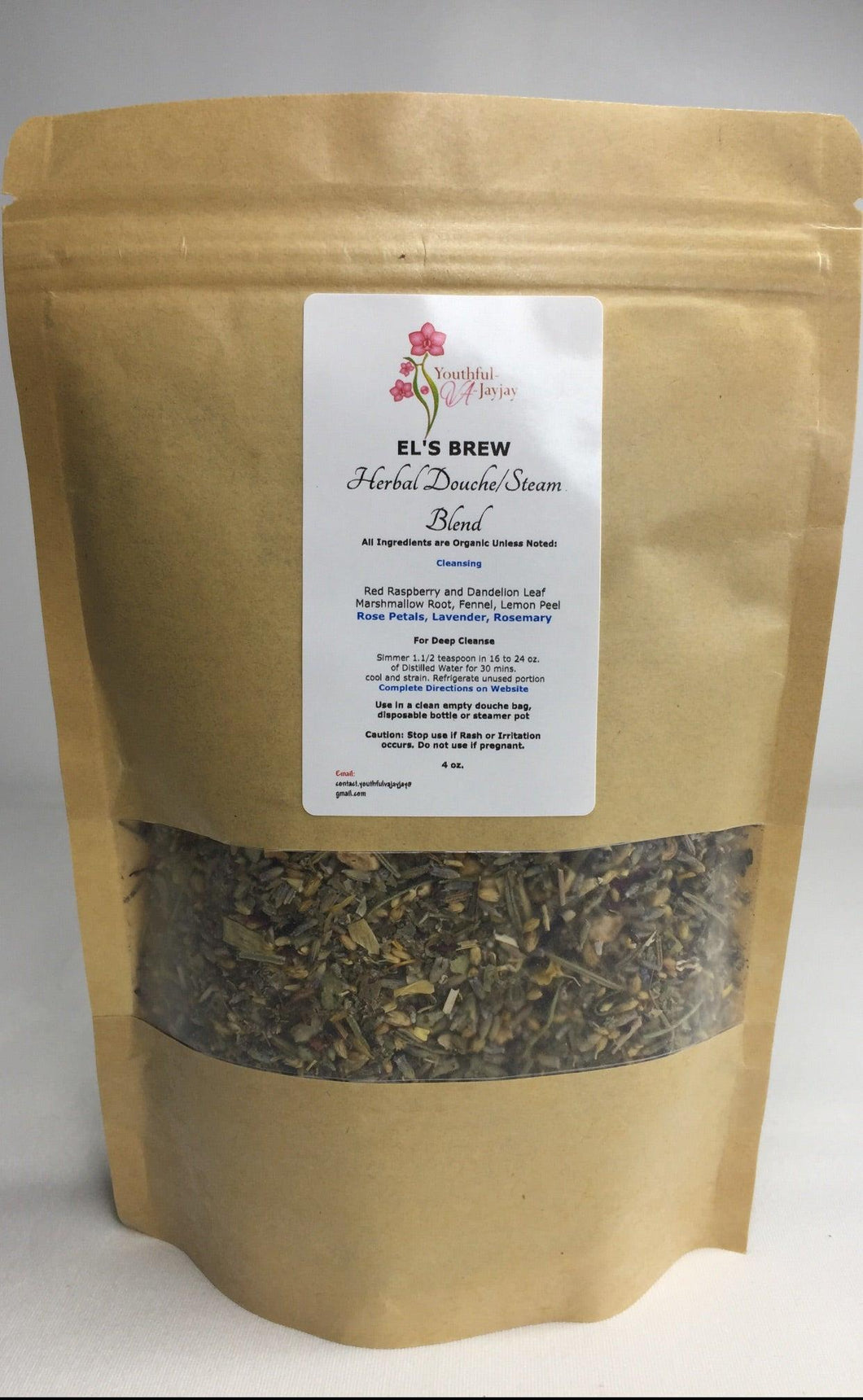 EL'S BREW- Organic Herbal Steam/Douche Blend, Handcrafted CLEANSING USE, 4oz. - Image #1