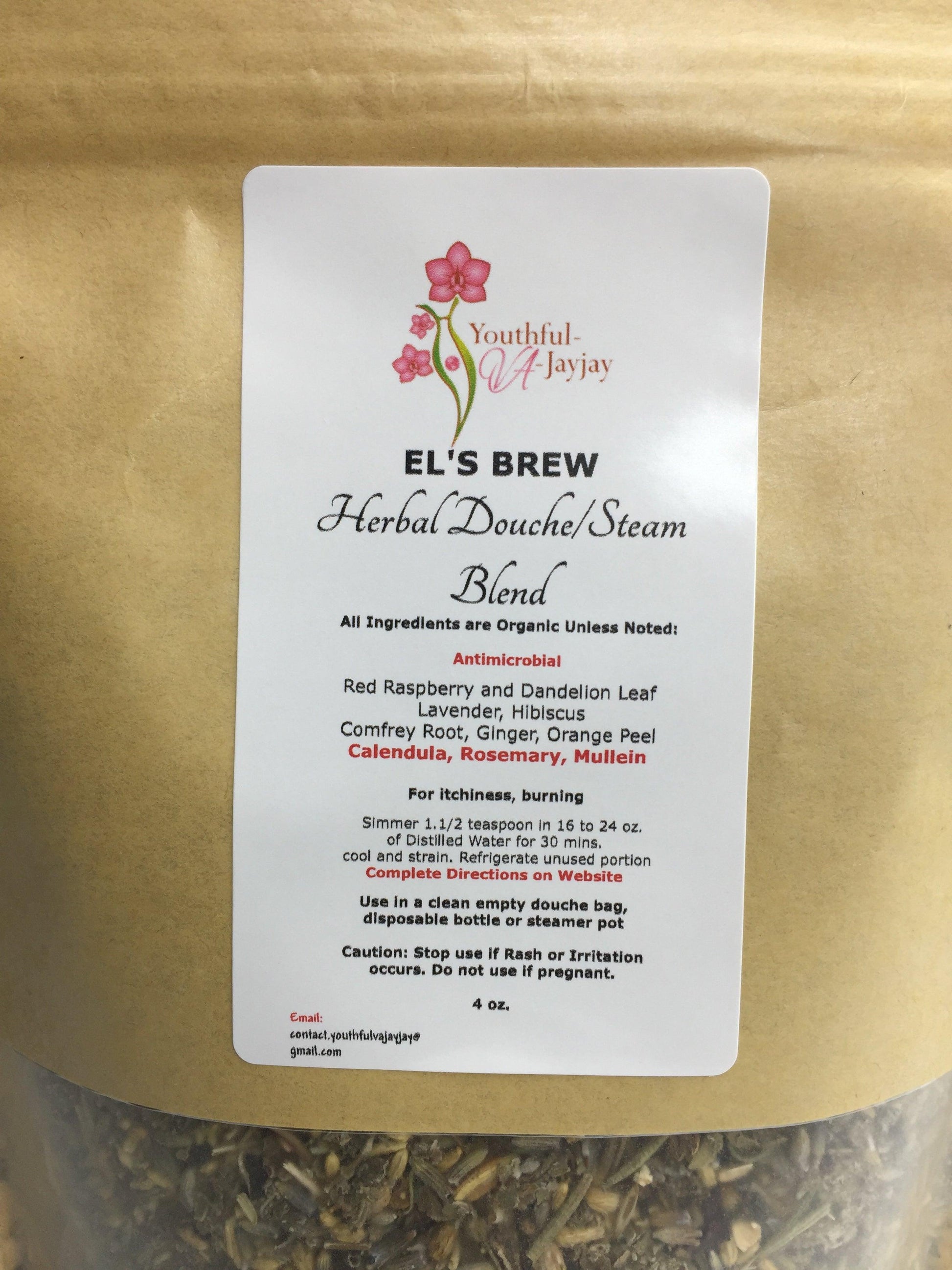 EL'S BREW- Organic Herbal Steam/Douche Blend, Handcrafted ANTIMICROBIAL USE, 4oz. - Image #2