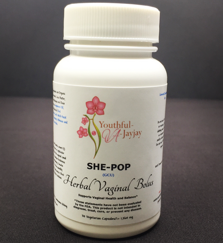 SHE-POP: Organic Herbal Vaginal Bolus- General/Conditioning Use, 30 capsules- 1,260 mg